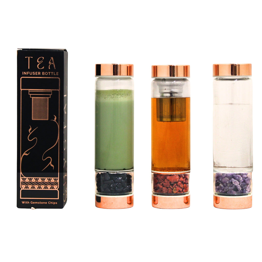 Glass Tea Infuser bottles with Gems Stones