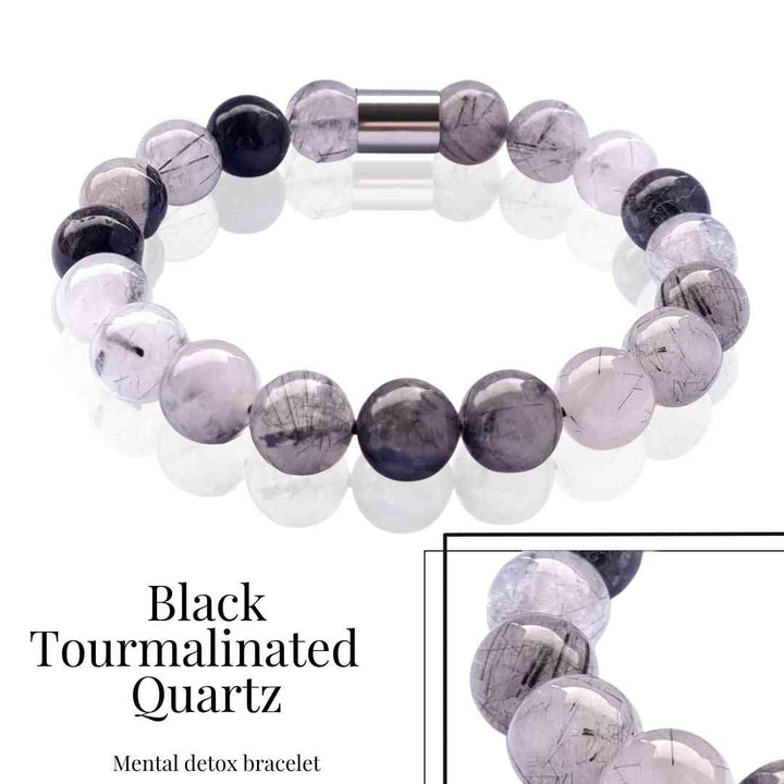 Black Tourmalinated Quartz quartz bracelet 10mm