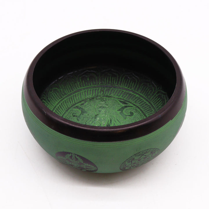 Green Singing Bowl - Mandala Buddha - 16cm