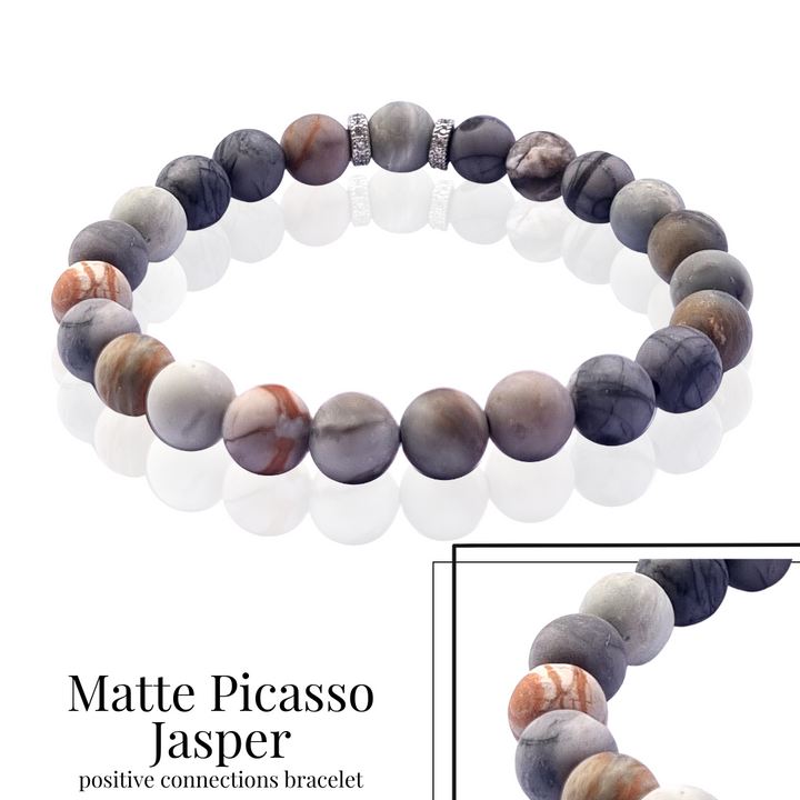 Ladies Matte Picasso jasper bracelet 8mm
