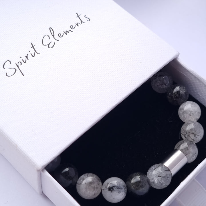 Tourmalinated quartz bracelet quartz bracelet in white box