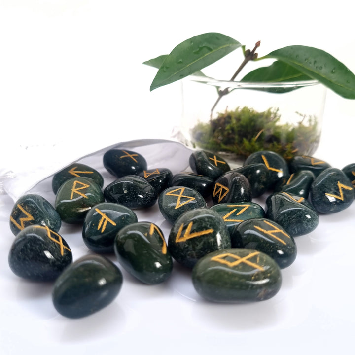 Green Blooodstone gemstone runes