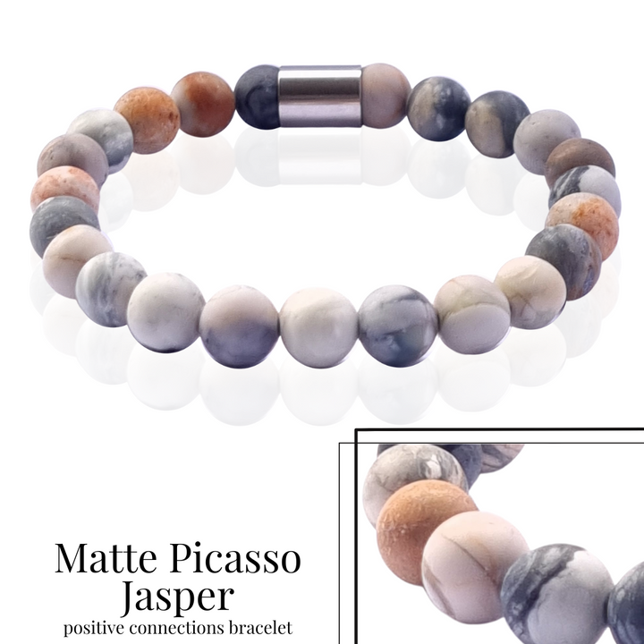 Matte Picasso jasper bracelet 8mm