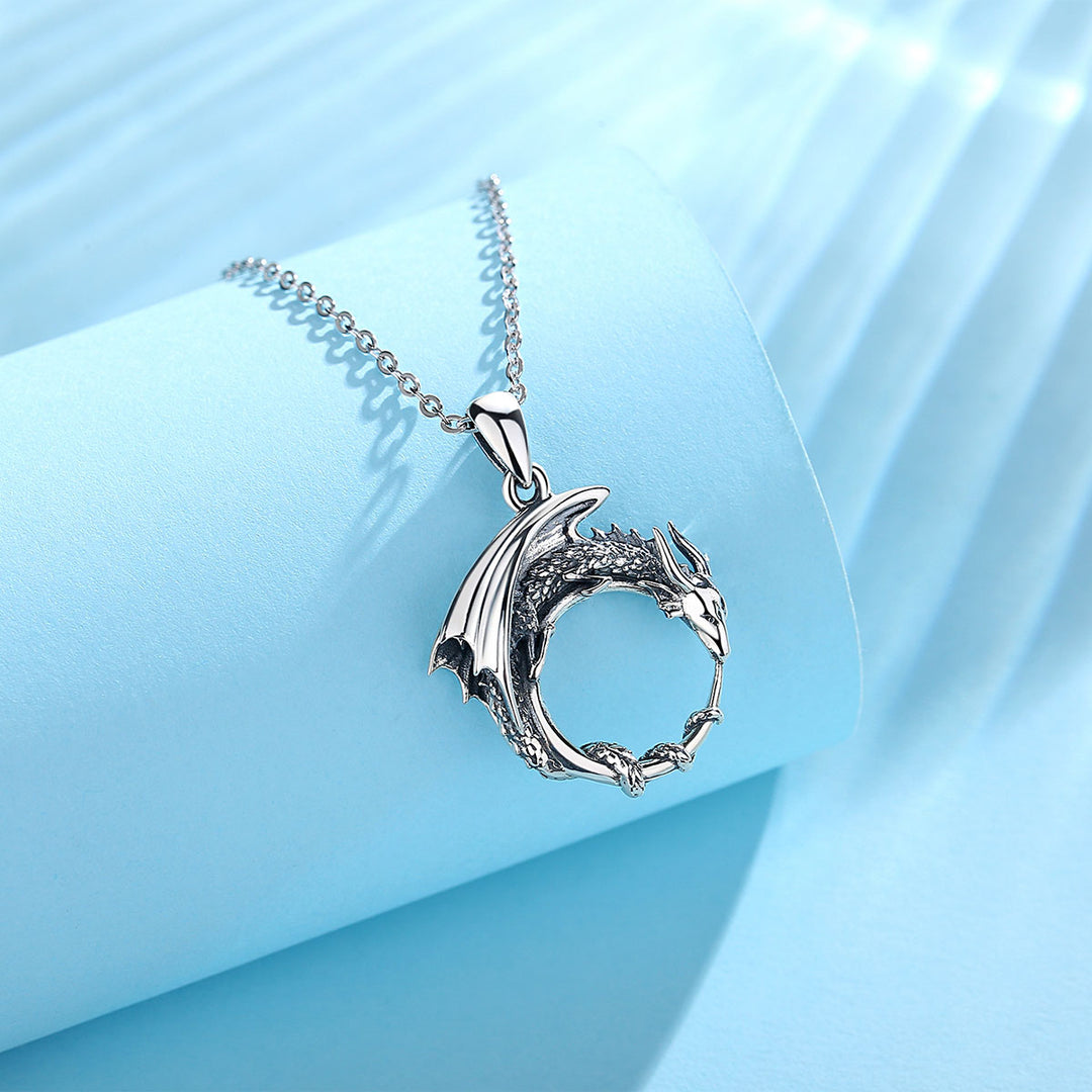 Silver dragon necklace