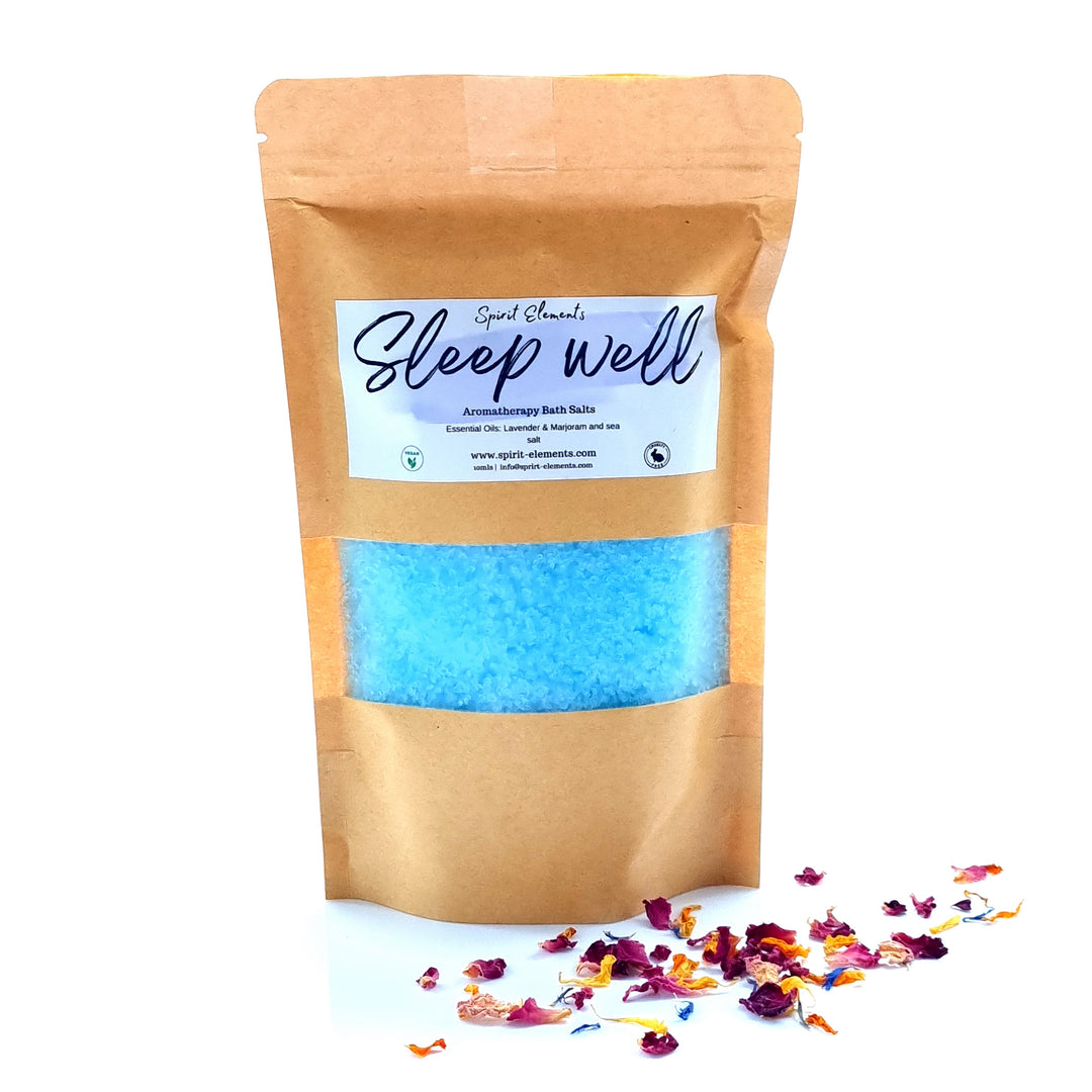 packaged blue bath salts
