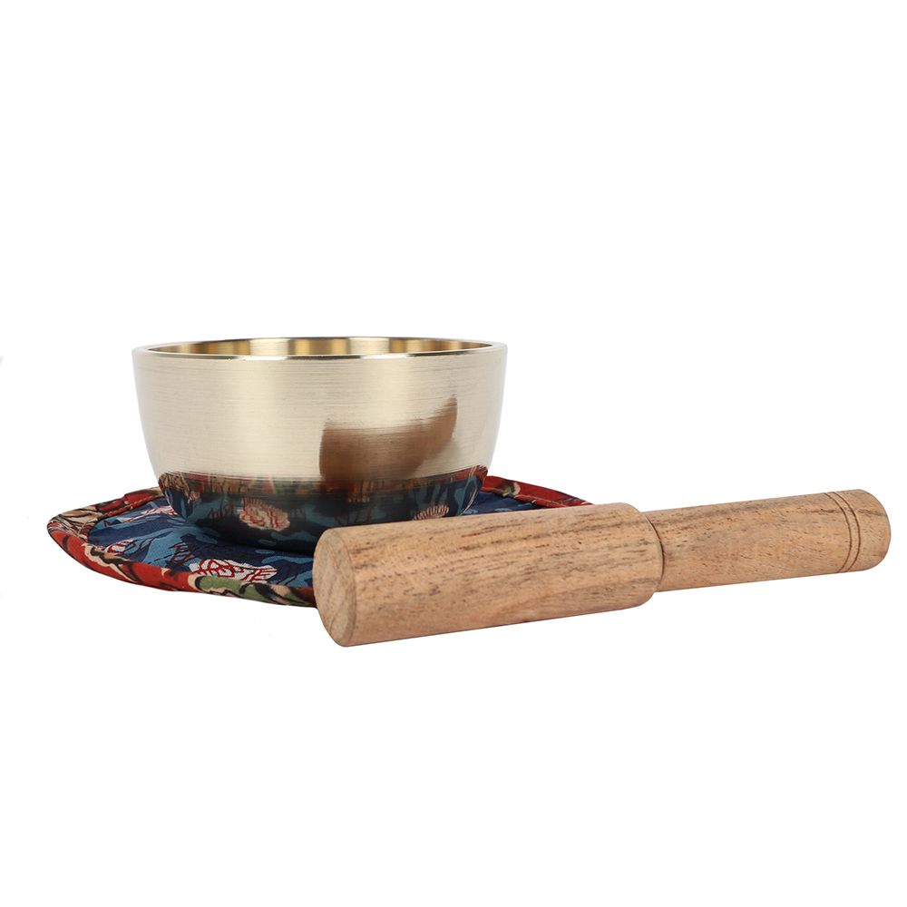 brass singing bowl with wooden mallet